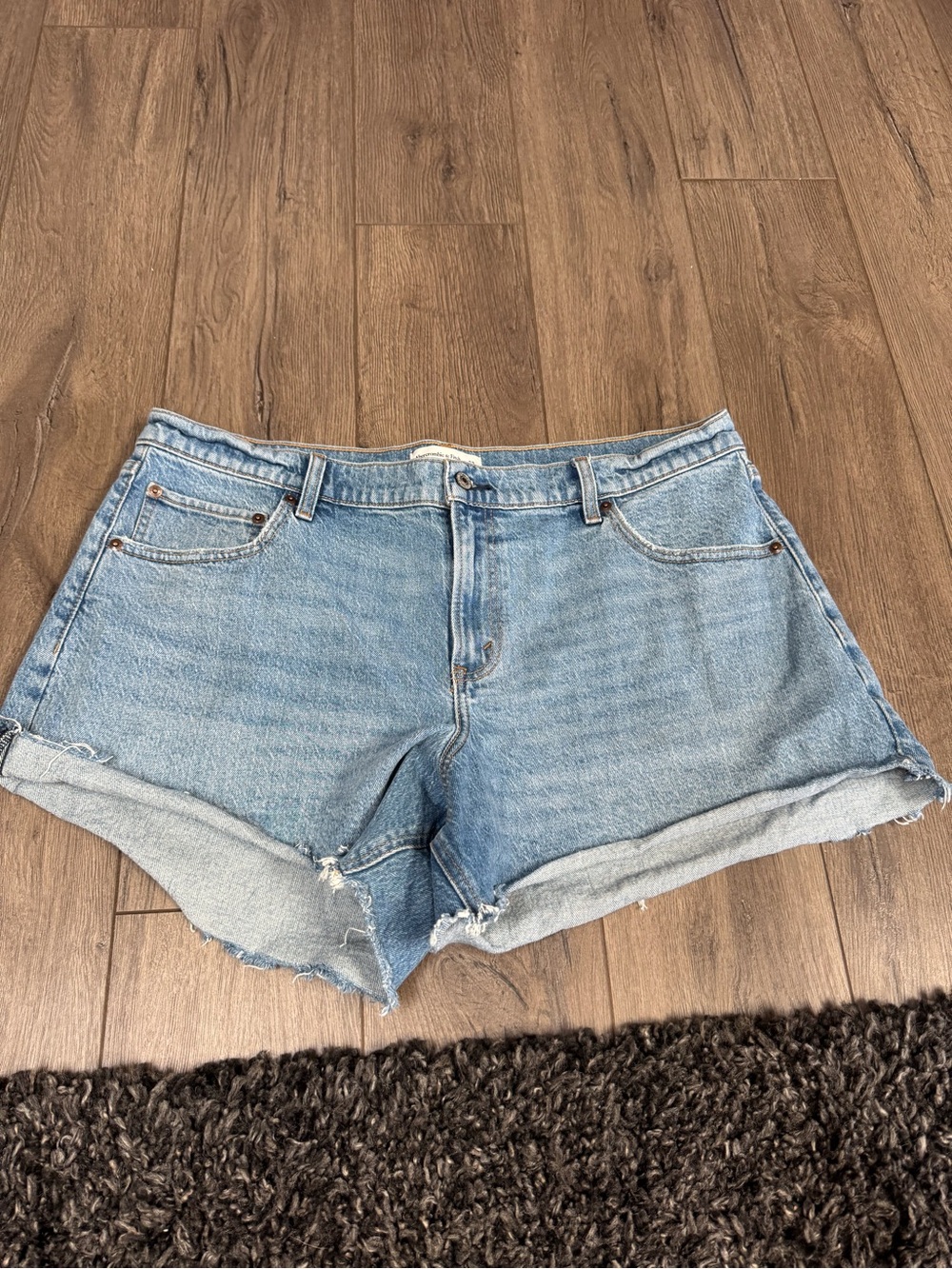 Abercrombie & Fitch Light Blue Rolled Hem Denim Shorts